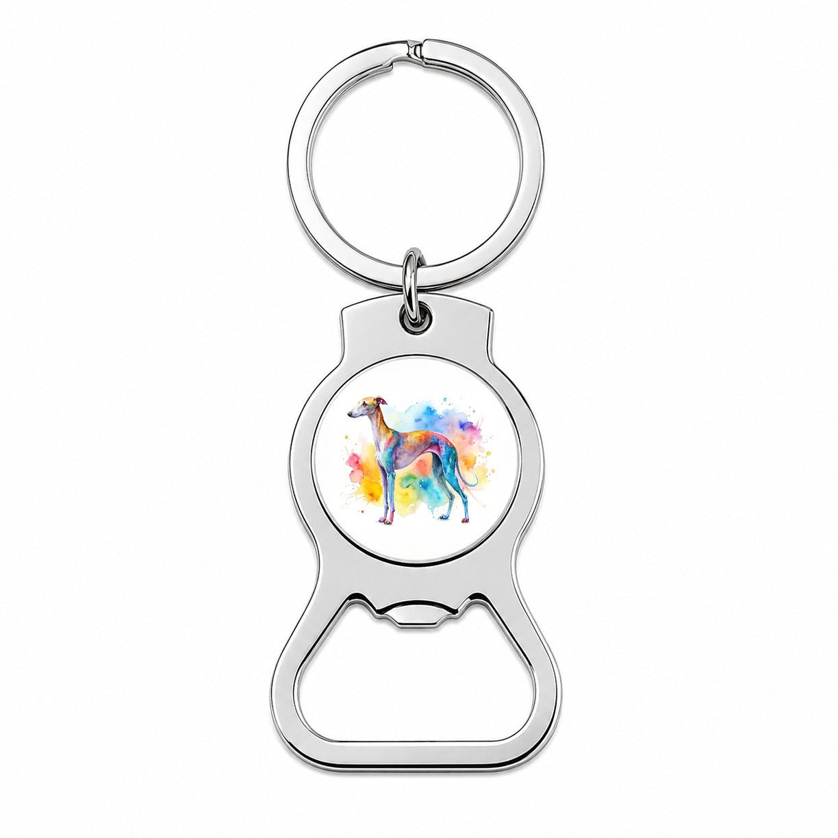 Whippet Dog Watercolor Style Bottle Opener Keychain