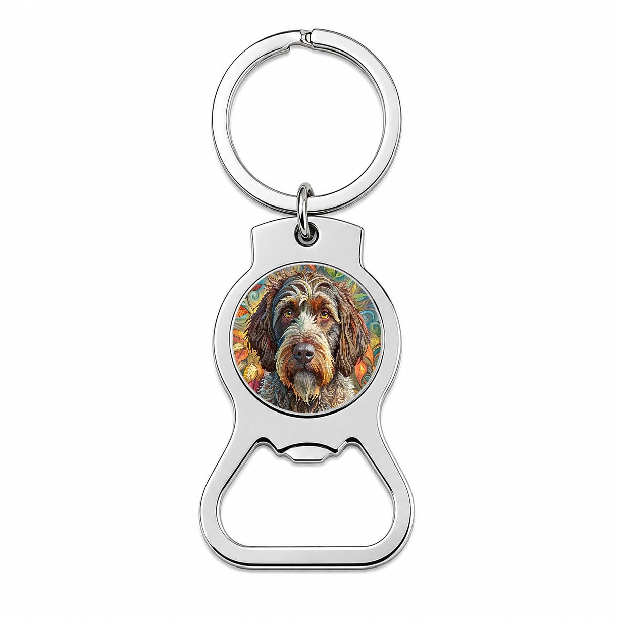 Wirehaired Pointing Griffon Dog Bohemian Art Bottle Opener Keychain