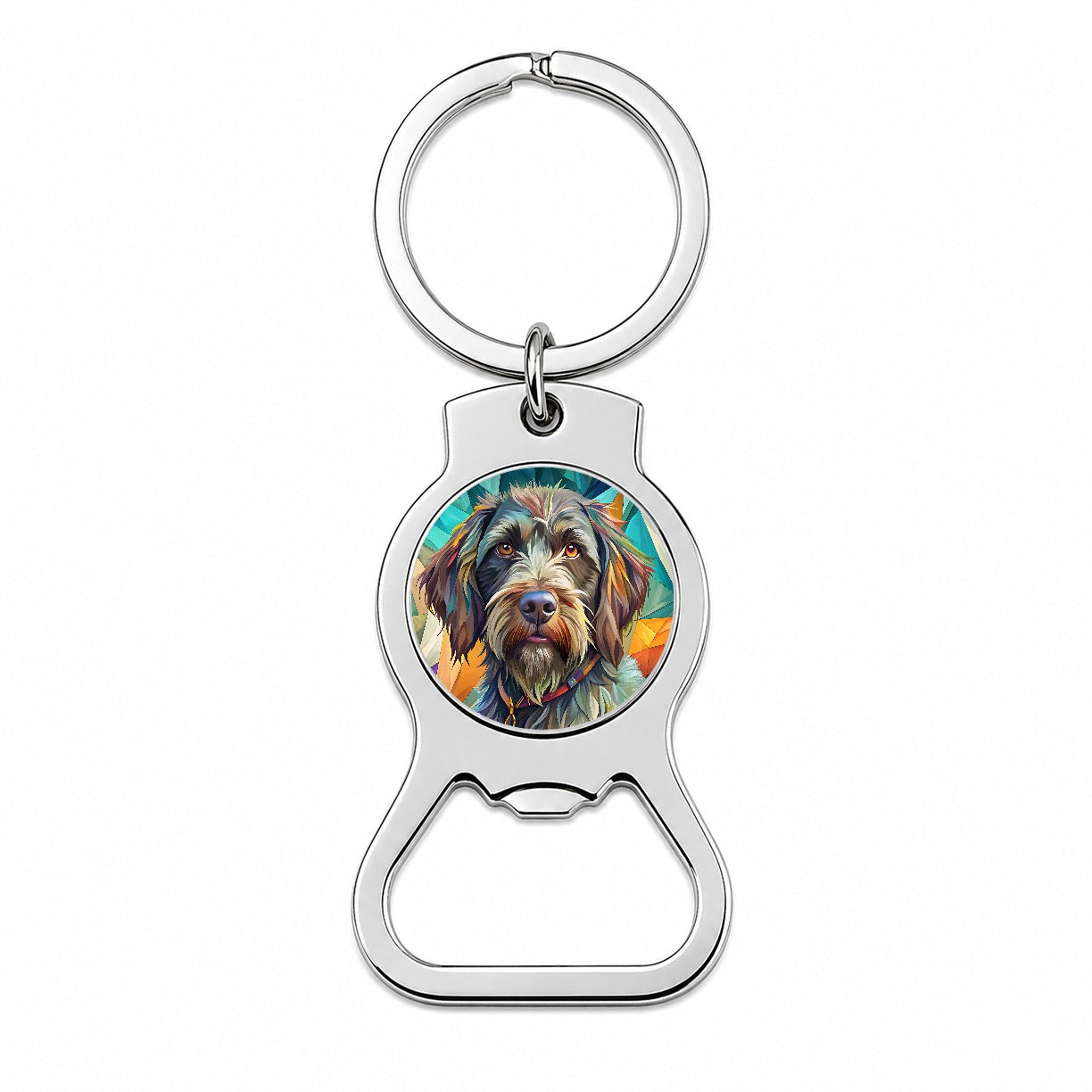 Wirehaired Pointing Griffon Dog Contemporary Art Bottle Opener Keychain