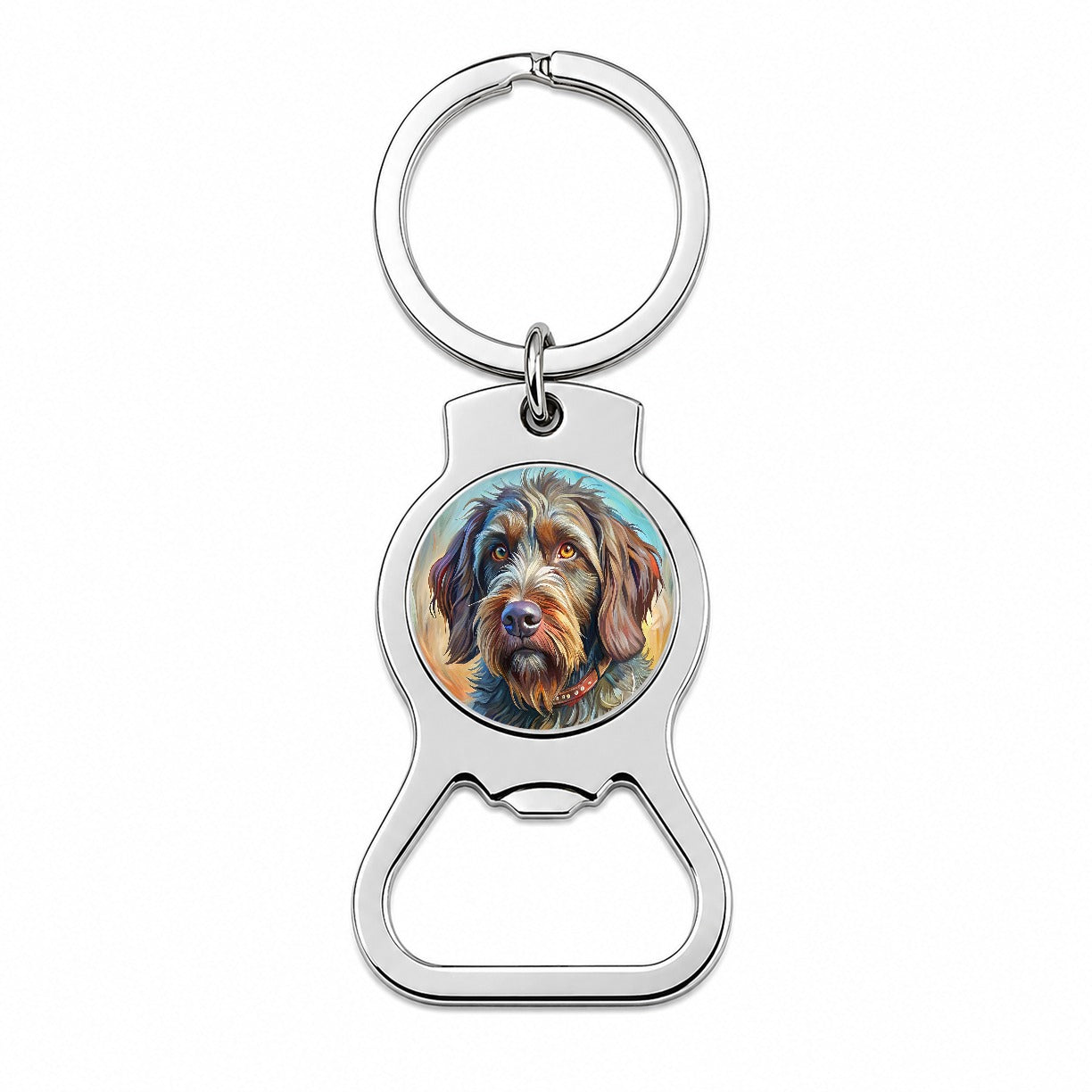 Wirehaired Pointing Griffon Dog Expressionism Art Bottle Opener Keychain
