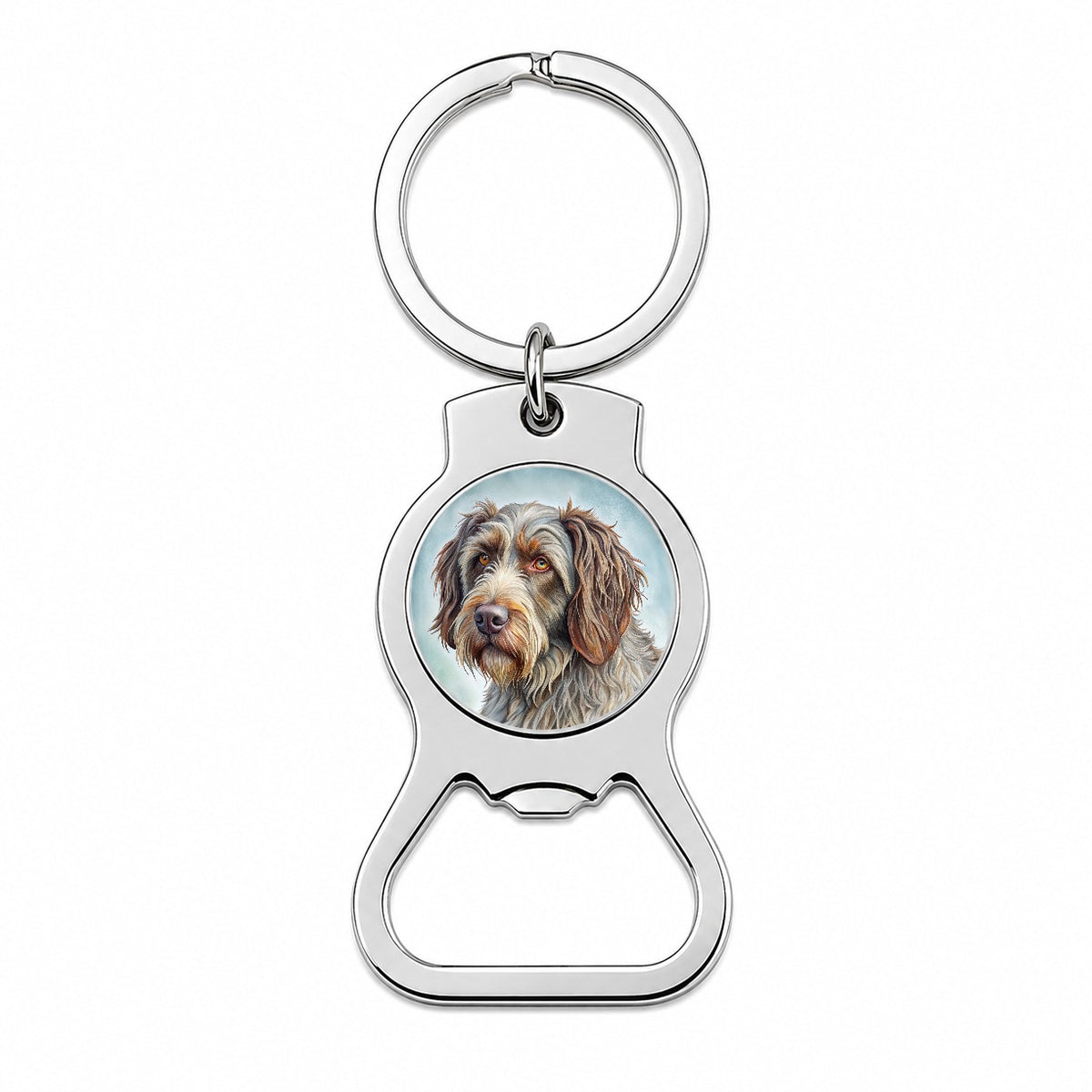 Wirehaired Pointing Griffon Dog Illustration Bottle Opener Keychain