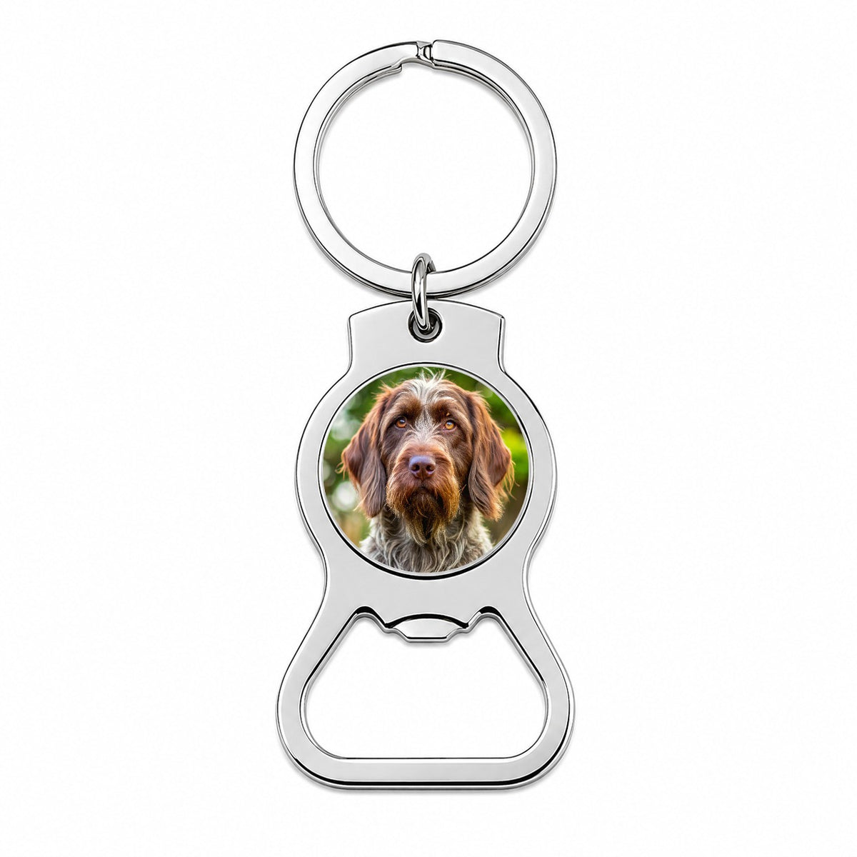 Wirehaired Pointing Griffon Dog Photo Bottle Opener Keychain
