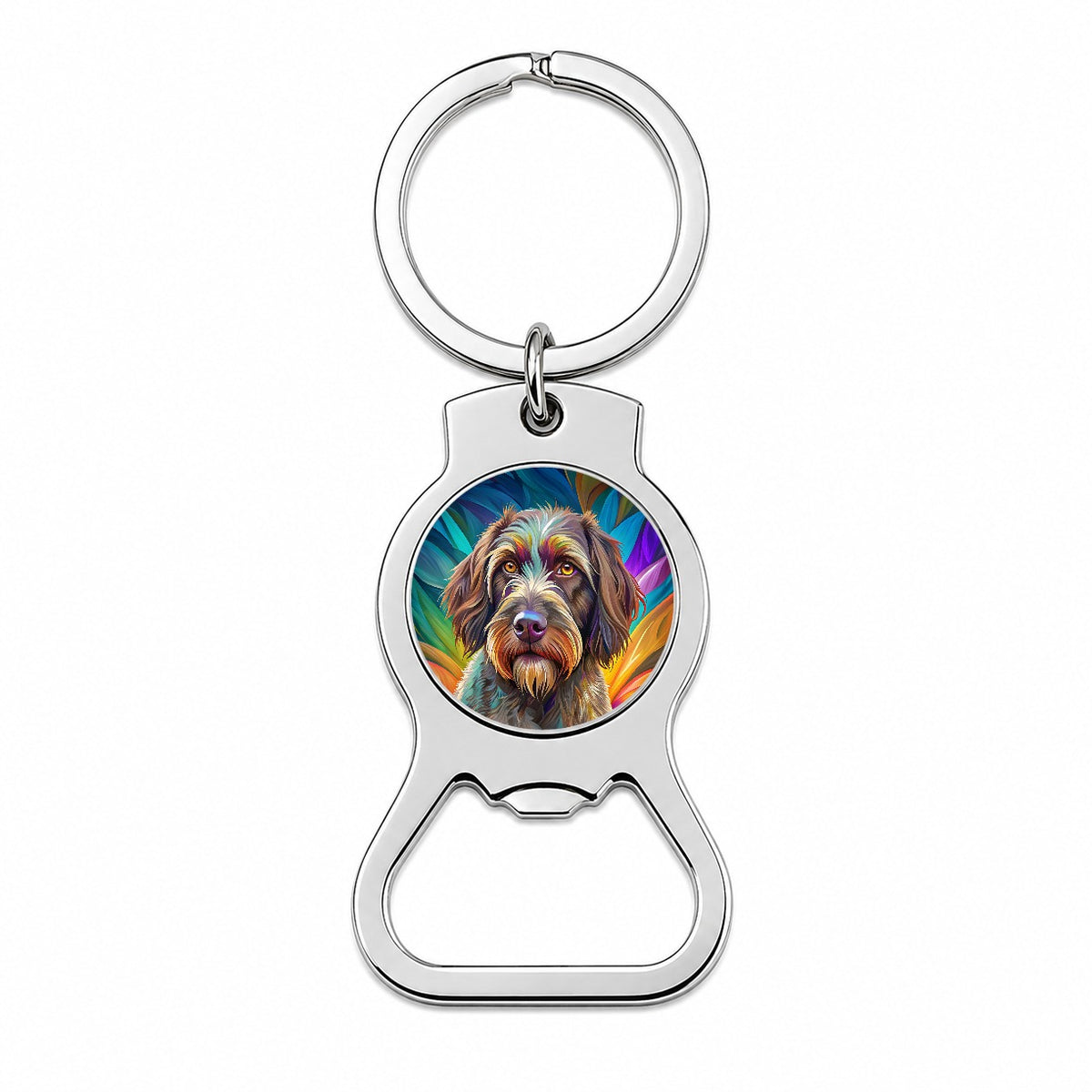 Wirehaired Pointing Griffon Dog Pop Art Bottle Opener Keychain