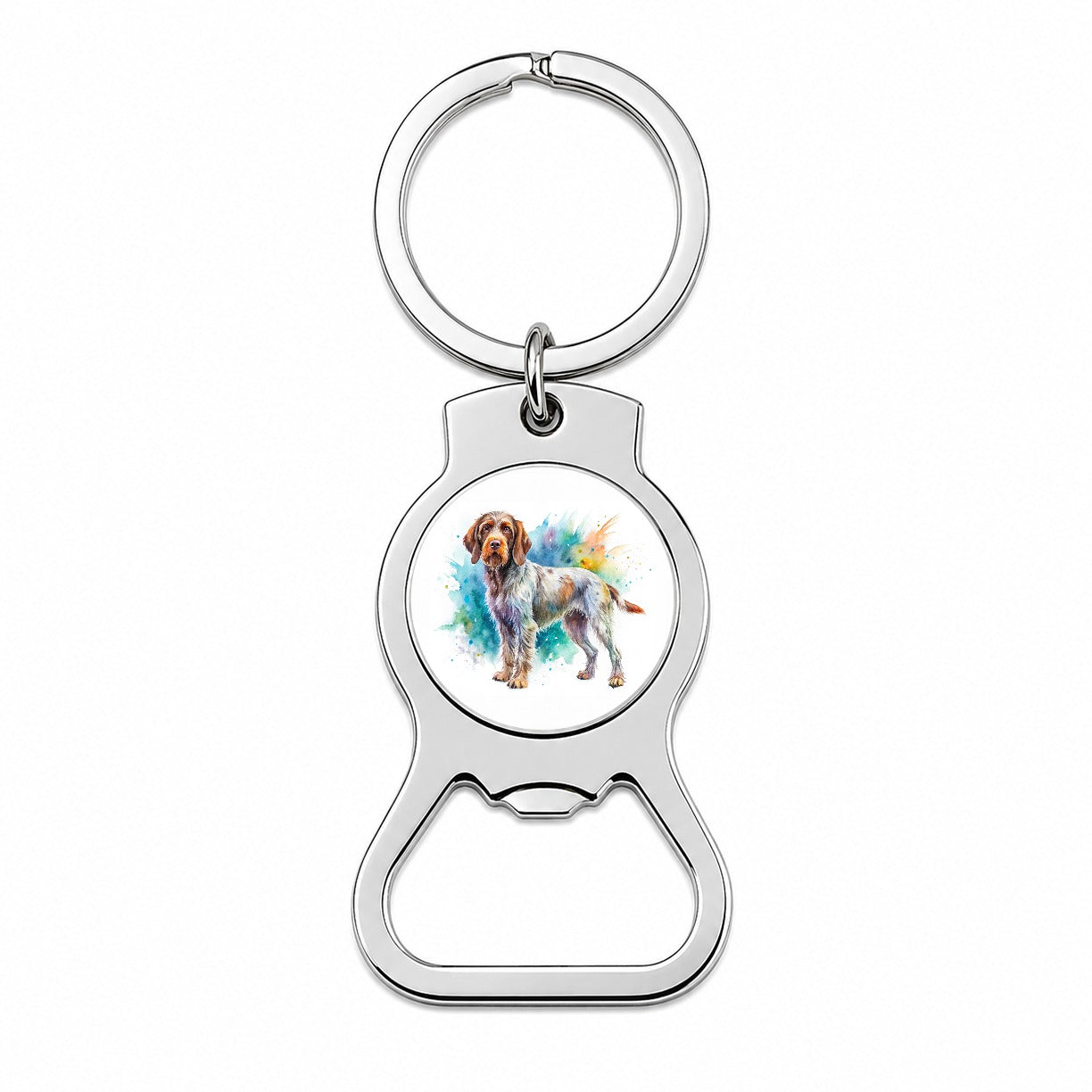 Wirehaired Pointing Griffon Dog Watercolor Style Bottle Opener Keychain
