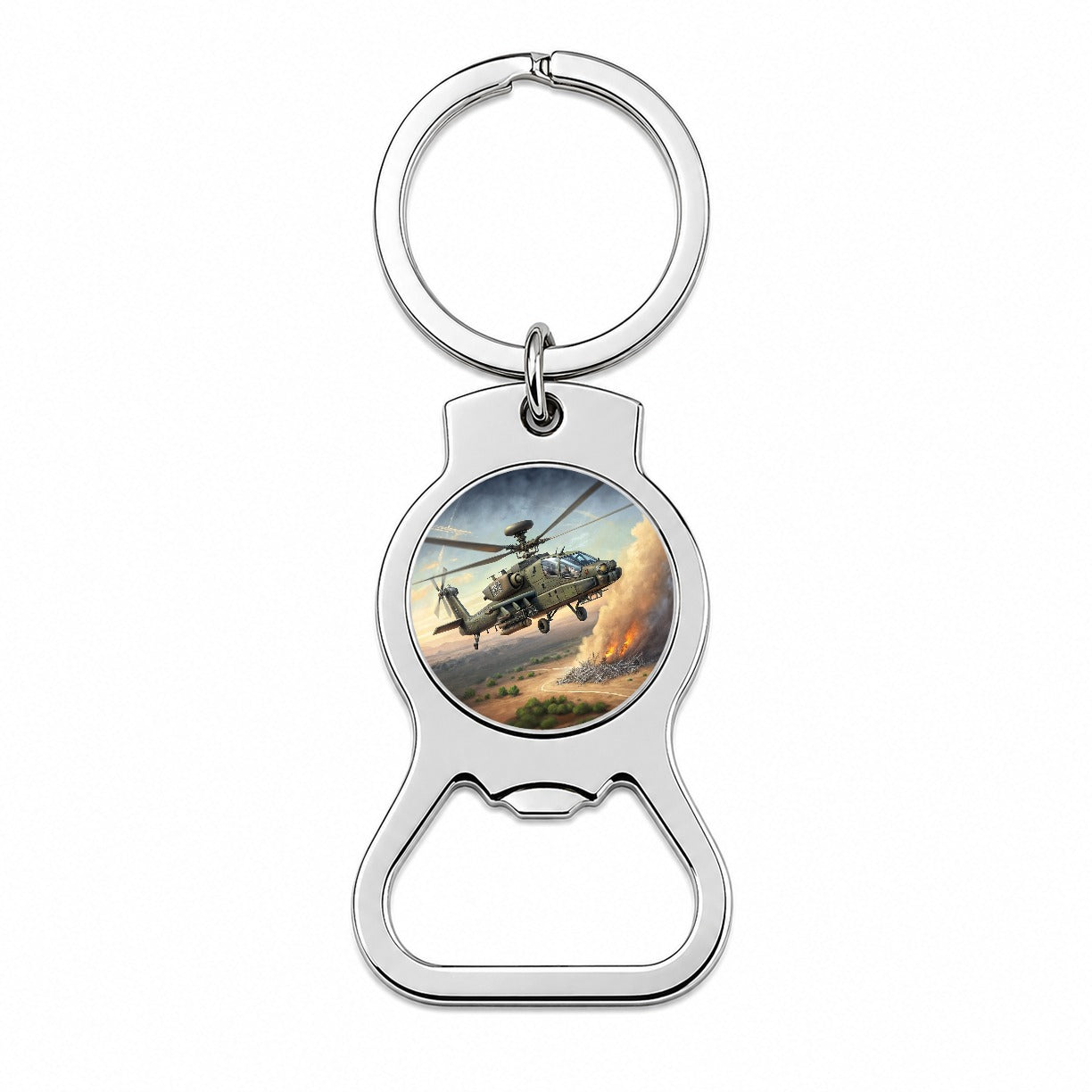 Apache AH-64 Attack Helicopter US Army Bottle Opener Keychain