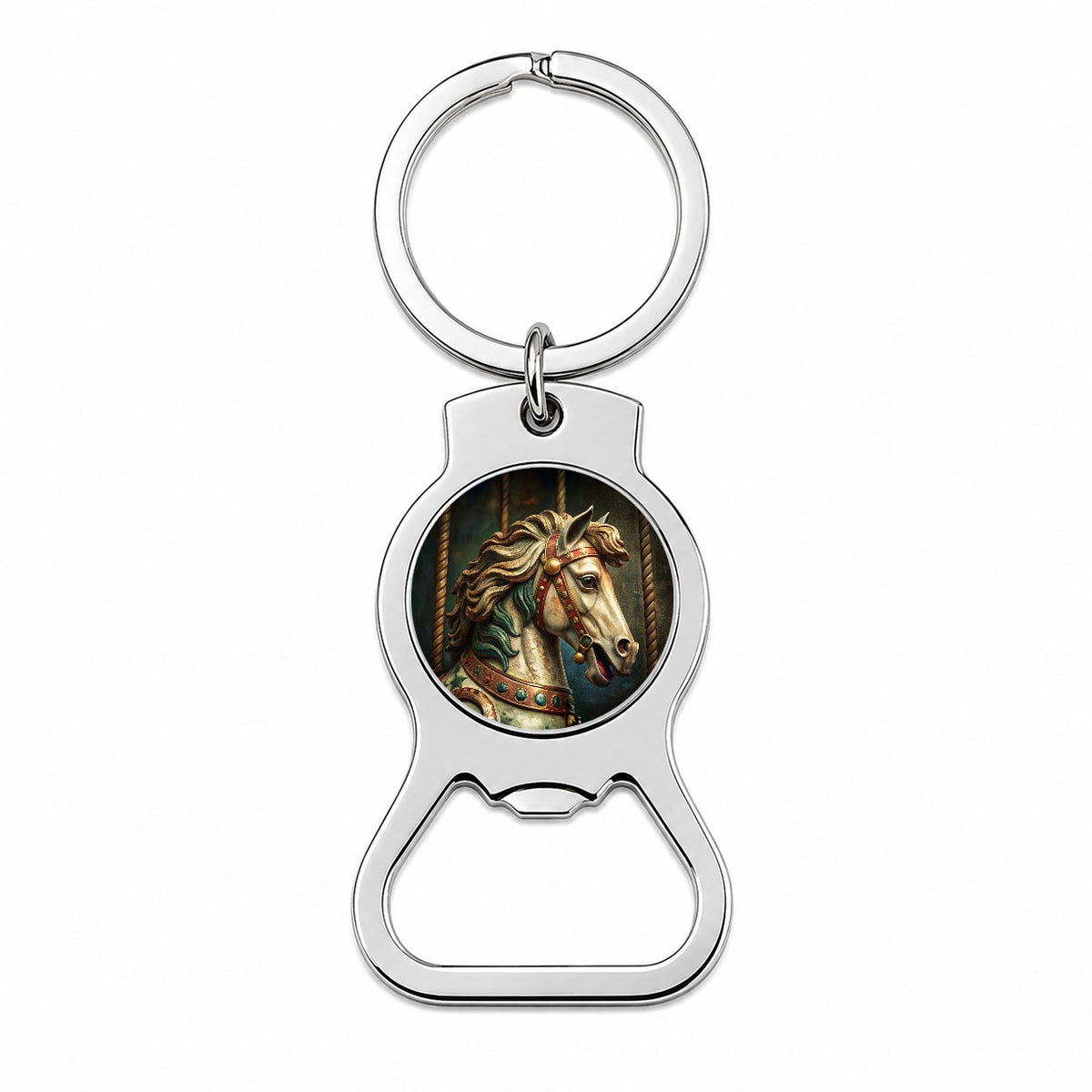 Carousel Horse Close-up Bottle Opener Keychain