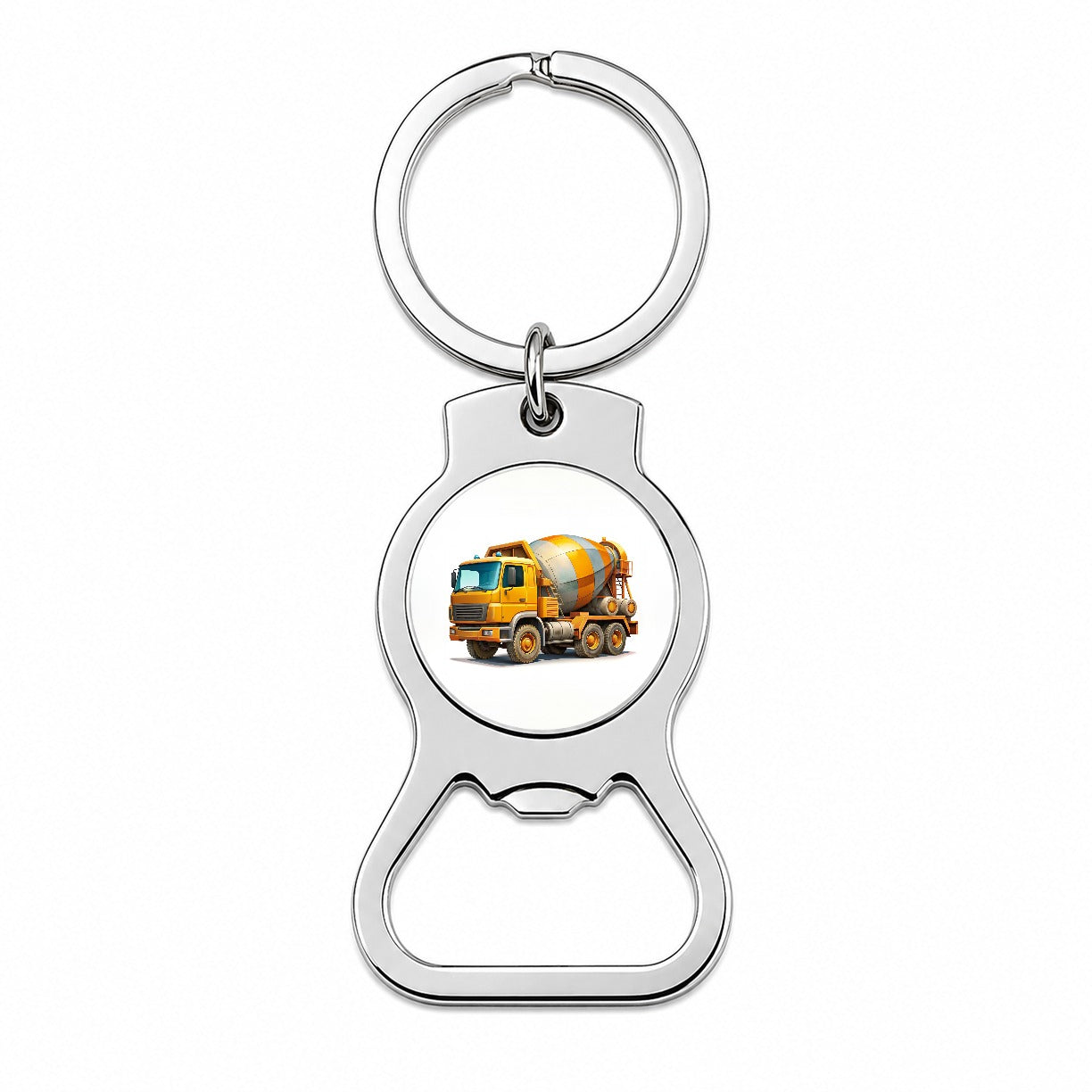 Cement Truck Construction Work Equipment Bottle Opener Keychain