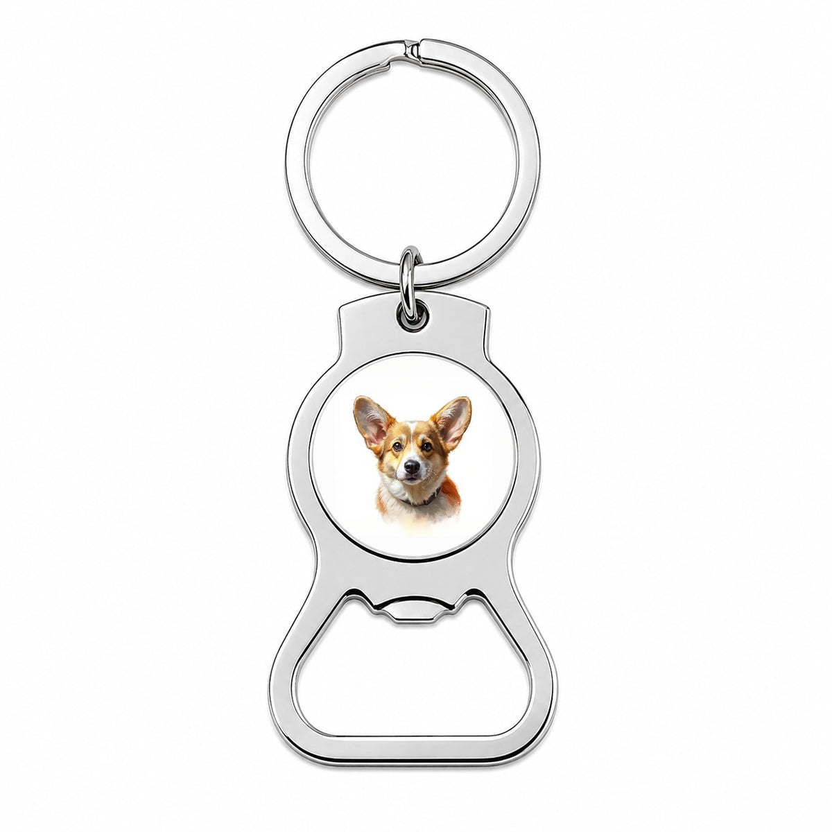 Corgi Cute Face Illustration Bottle Opener Keychain