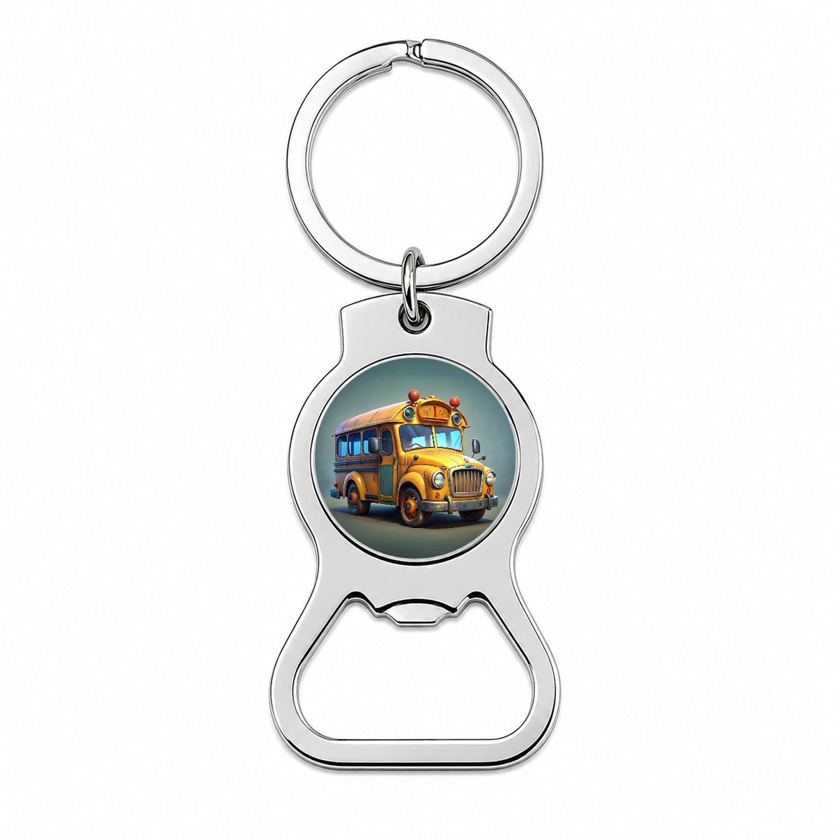 Funny School Short Bus Bottle Opener Keychain