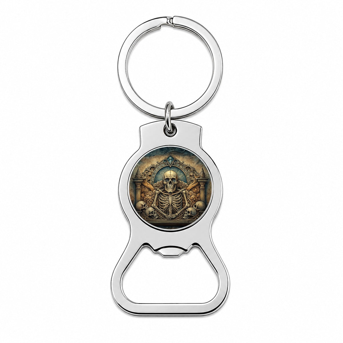 Gothic Ancient Skull Skeleton Bones Illustration Bottle Opener Keychain
