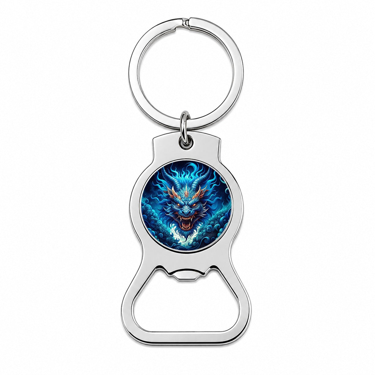 Japanese Asian Blue Spirit Dragon Art Bottle Opener Keychain