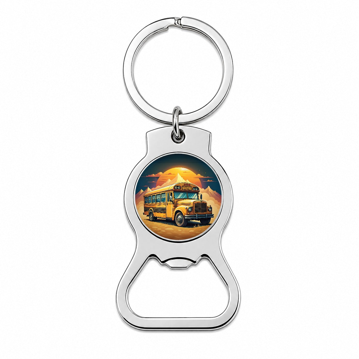 Retro Classic School Bus Bottle Opener Keychain
