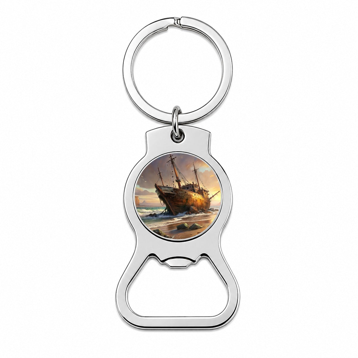 Shipwreck on the Beach Bottle Opener Keychain