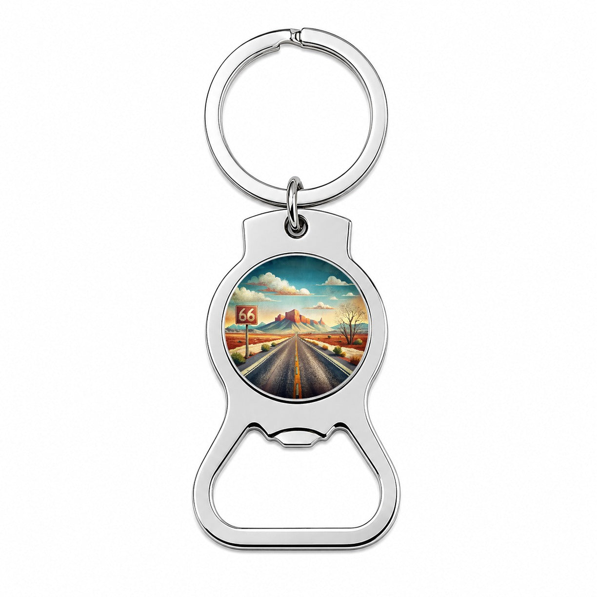 Southwest Highway Route 66 Art Bottle Opener Keychain