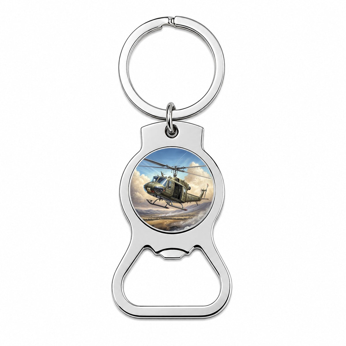UH-1 Iroquois Huey Helicopter Vietnam War Era Bottle Opener Keychain