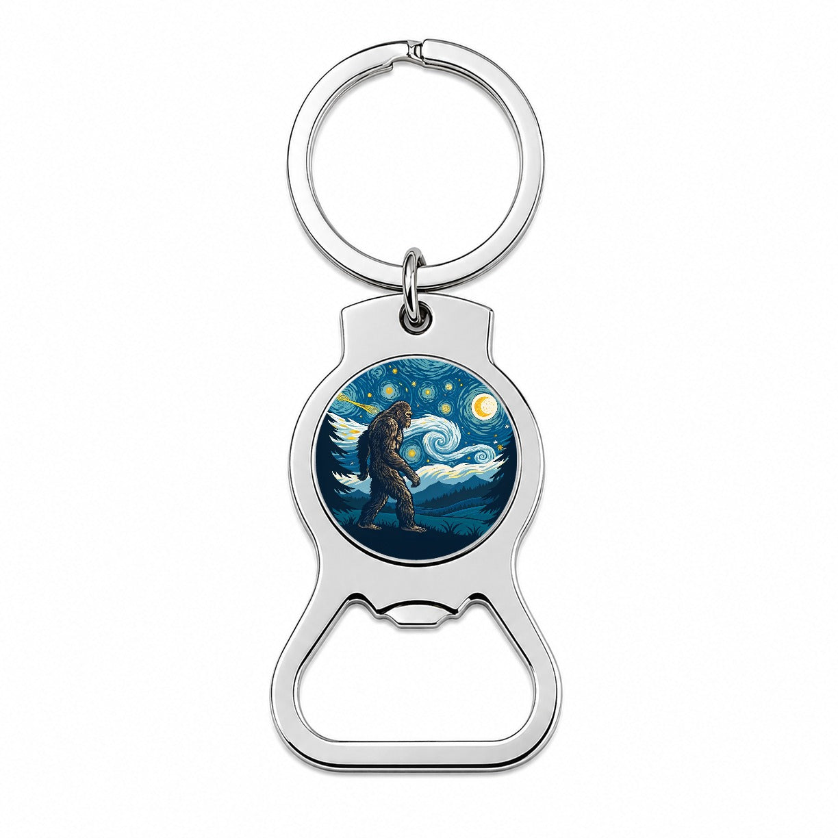 Big Foot Van Gogh Starry Night Bottle Opener Keychain