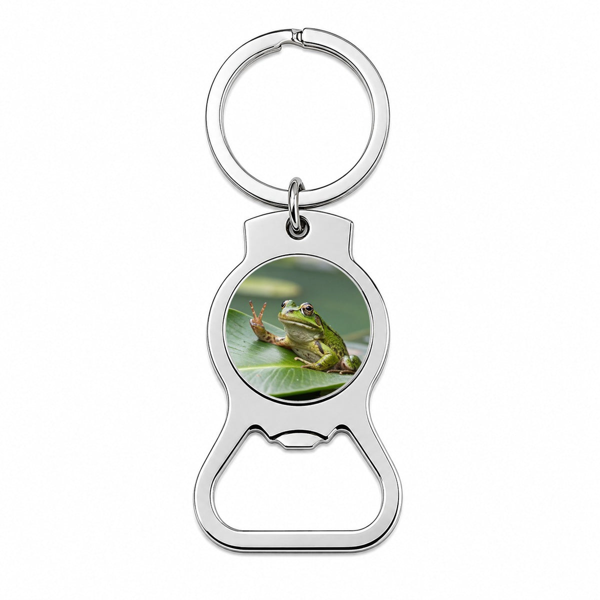Frog Peace Sign Funny Bottle Opener Keychain