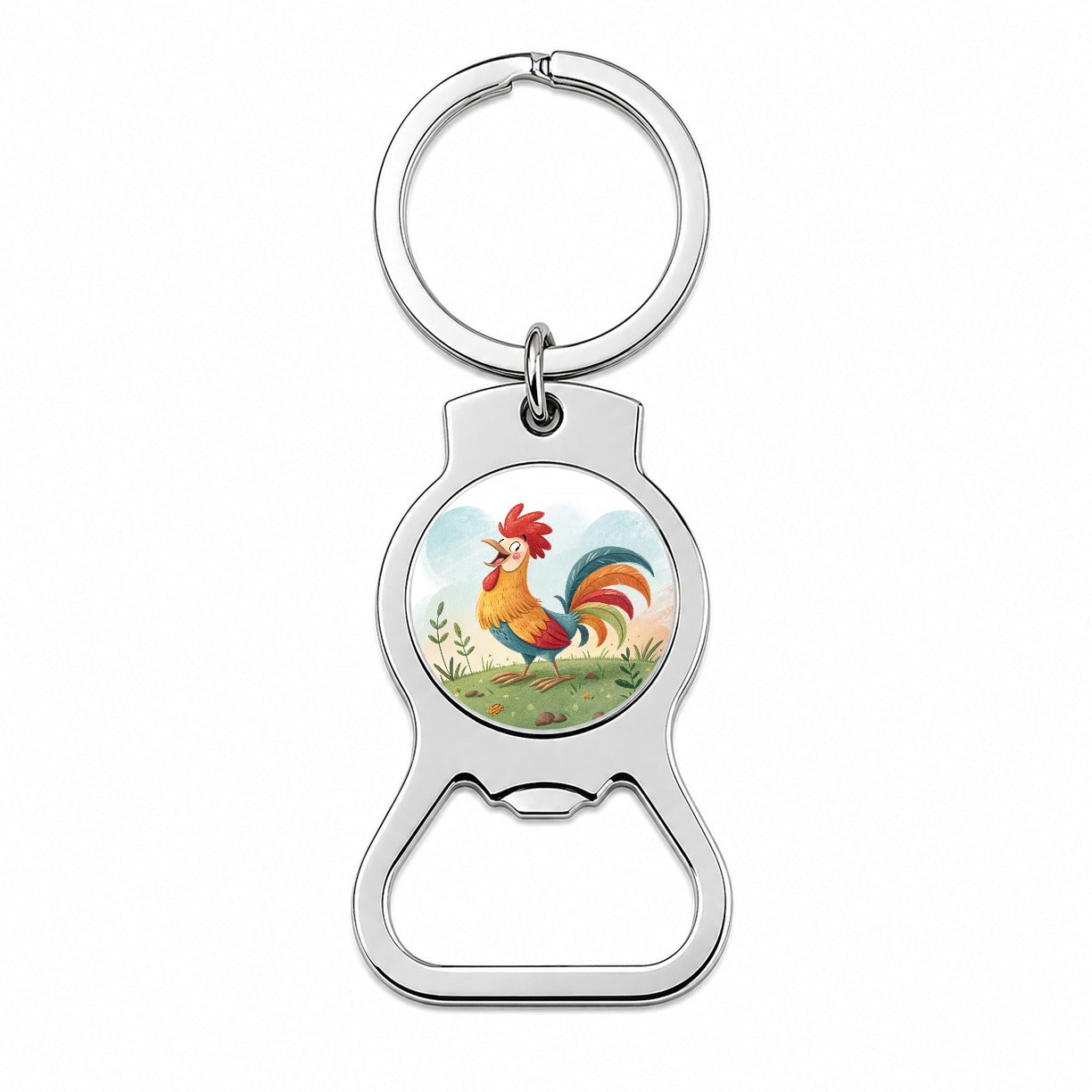 Happy Rooster Bottle Opener Keychain