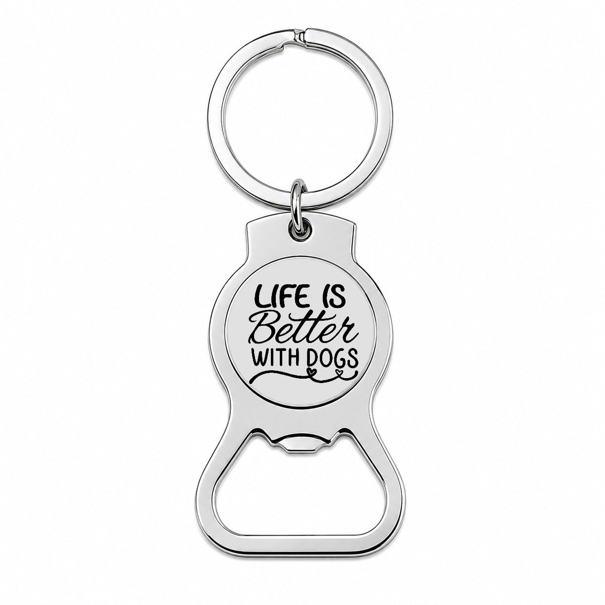 Life Is Better With Dogs Gray Bottle Opener Keychain
