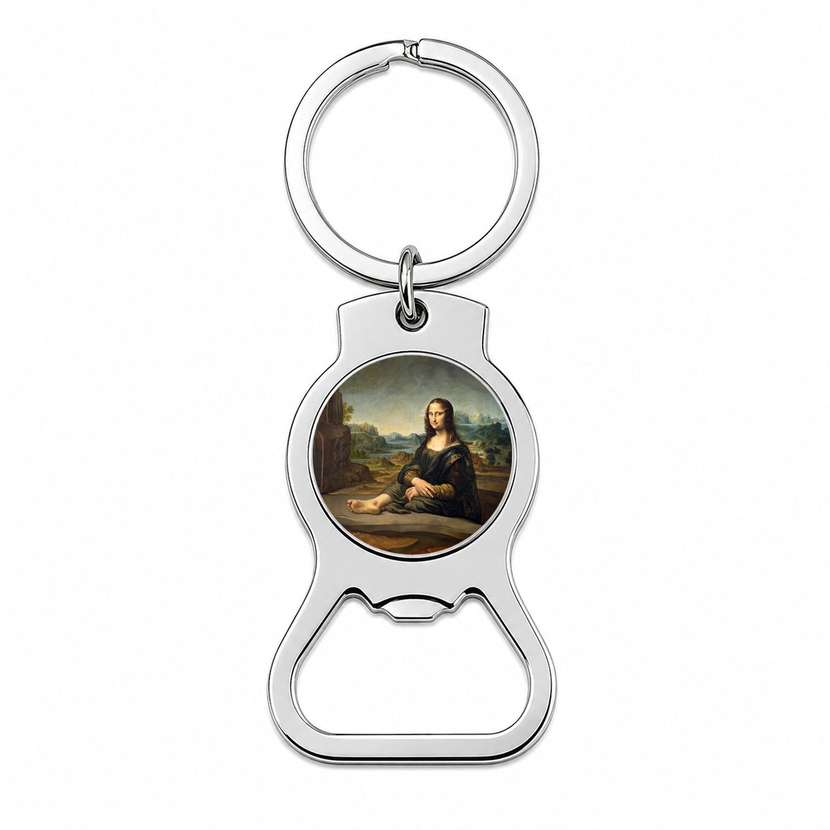 Mona Lisa With Foot Funny Bottle Opener Keychain