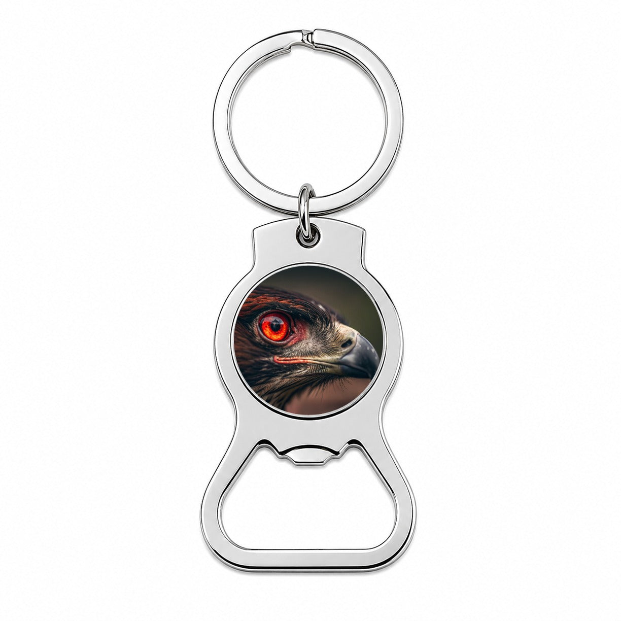 Red Eyes Hawk Bird Bottle Opener Keychain