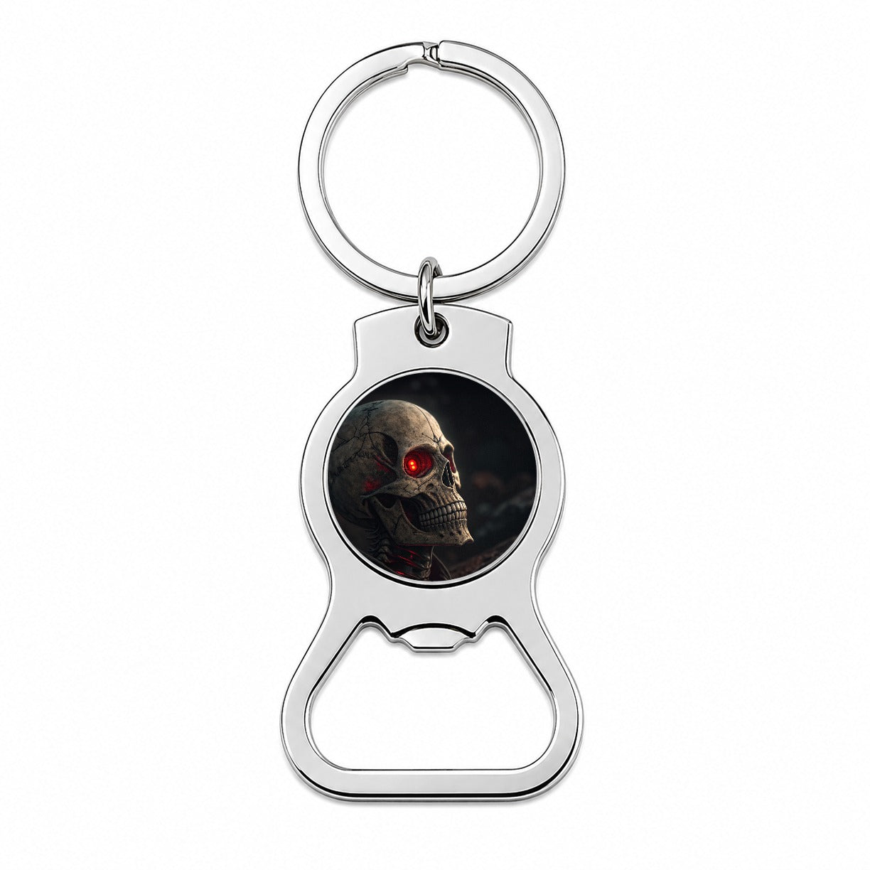 Skull With Red Eyes Bottle Opener Keychain