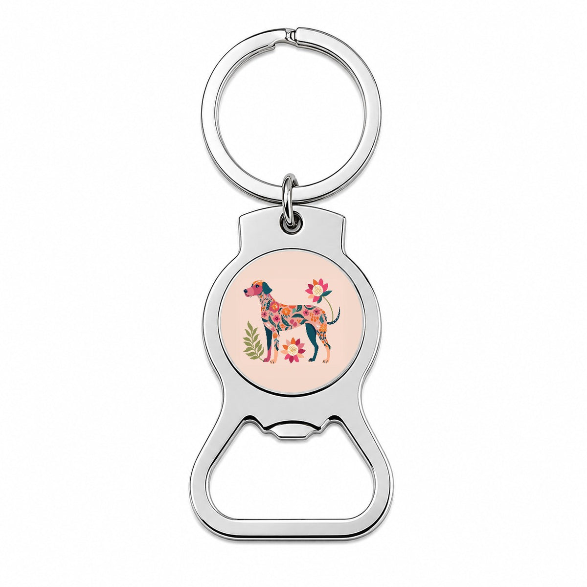 Weimador Floral Motif Cute Dog Bottle Opener Keychain