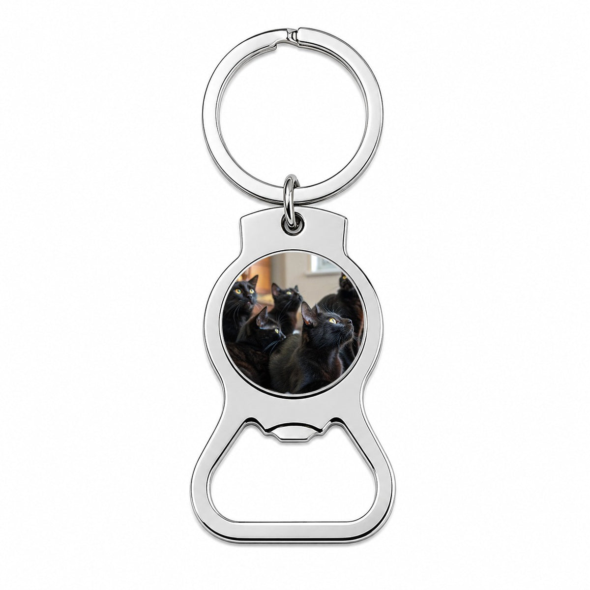 Bunch Of Black Cats Bottle Opener Keychain