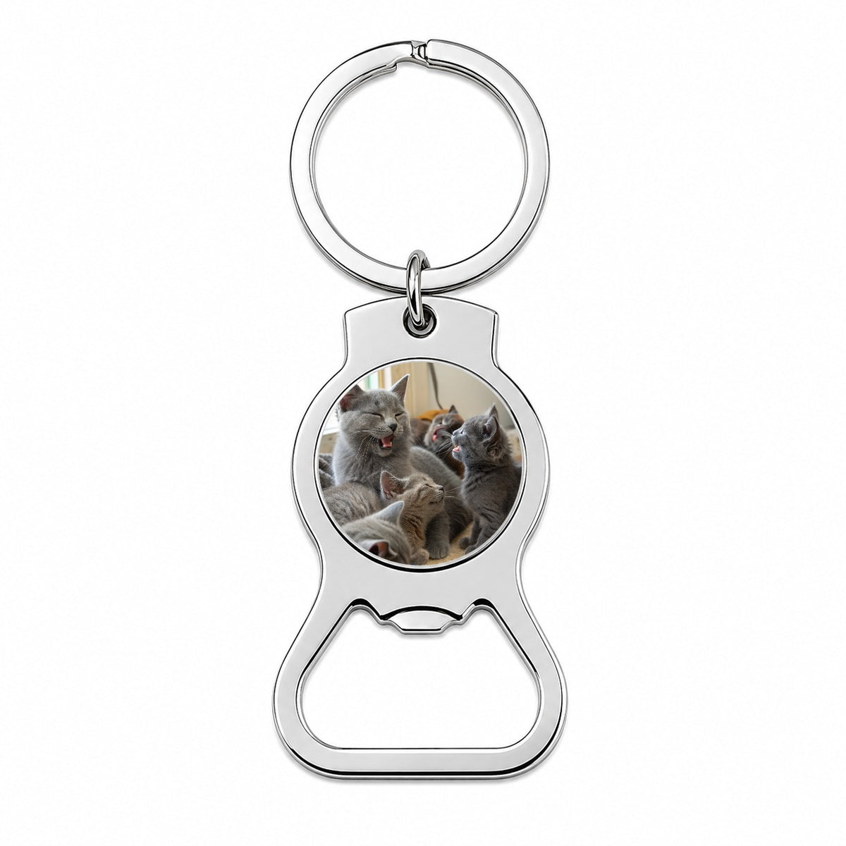 Bunch Of Gray Cats Bottle Opener Keychain