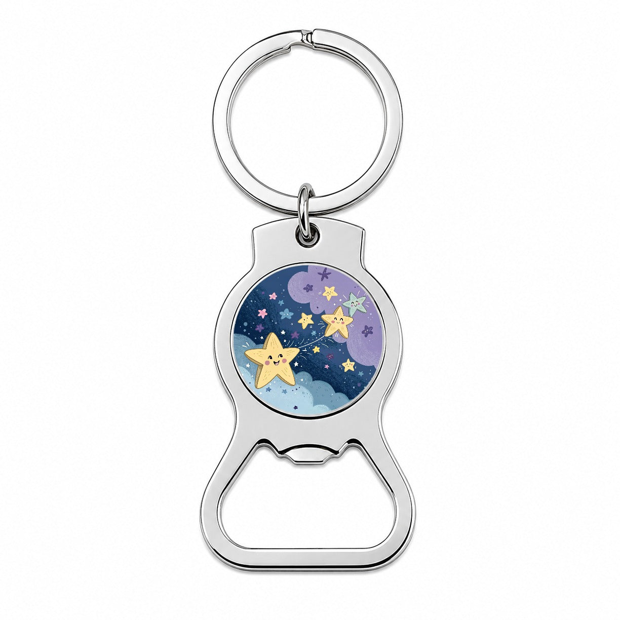 Kawaii Stars In Space Bottle Opener Keychain