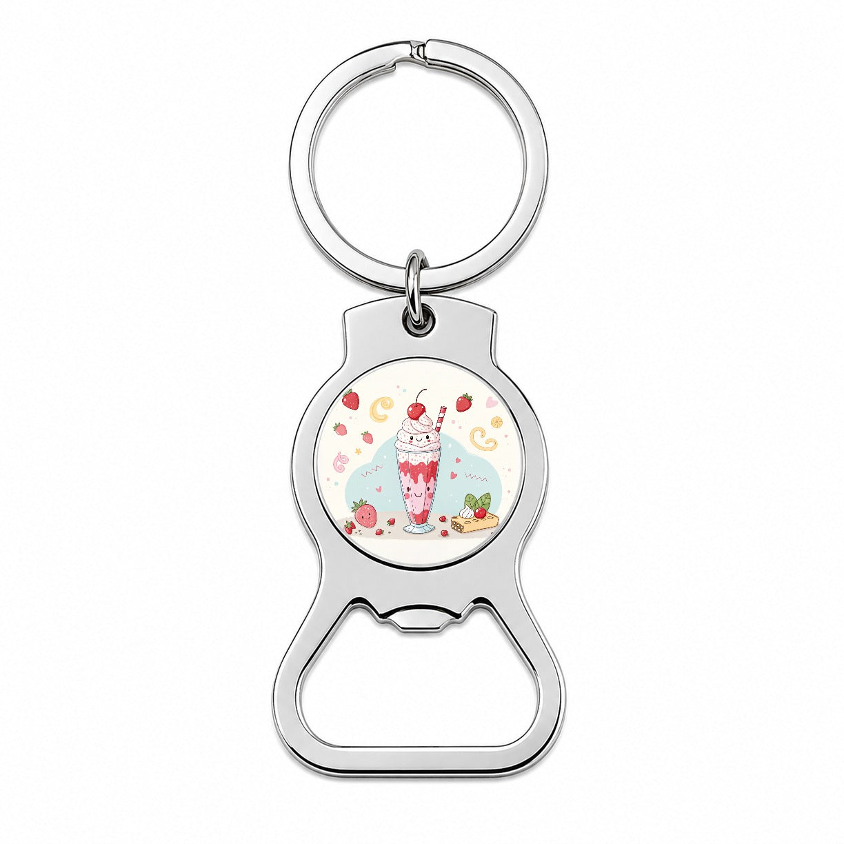 Kawaii Strawberry Milk Shake Bottle Opener Keychain
