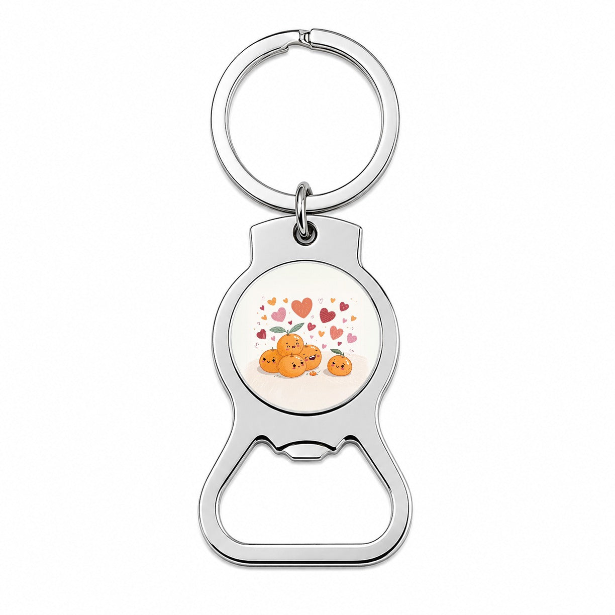 Kawaii Tangerines Hearts Bottle Opener Keychain