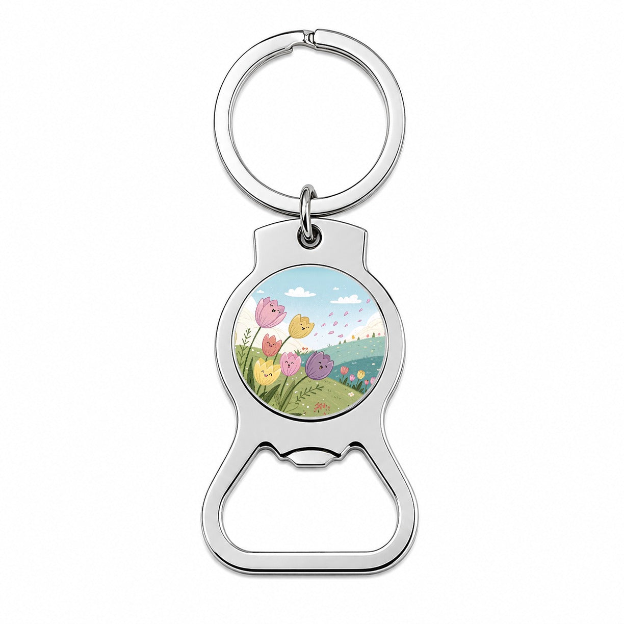Kawaii Tulips Flowers Bottle Opener Keychain