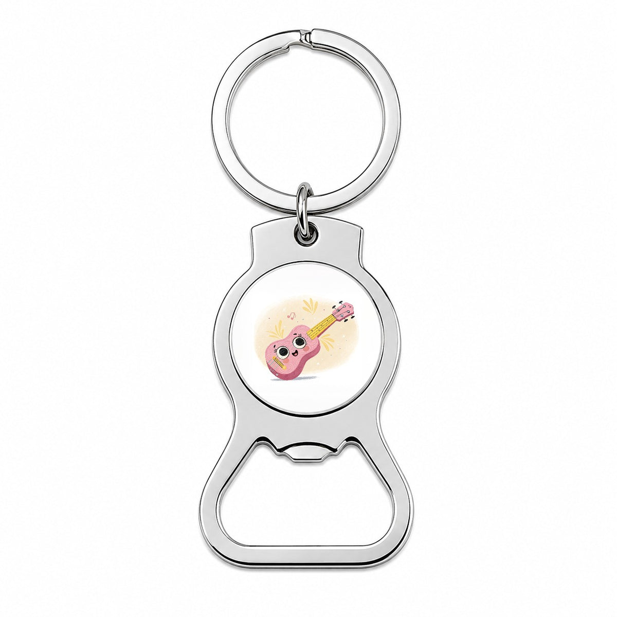 Kawaii Ukulele Pink Music Bottle Opener Keychain