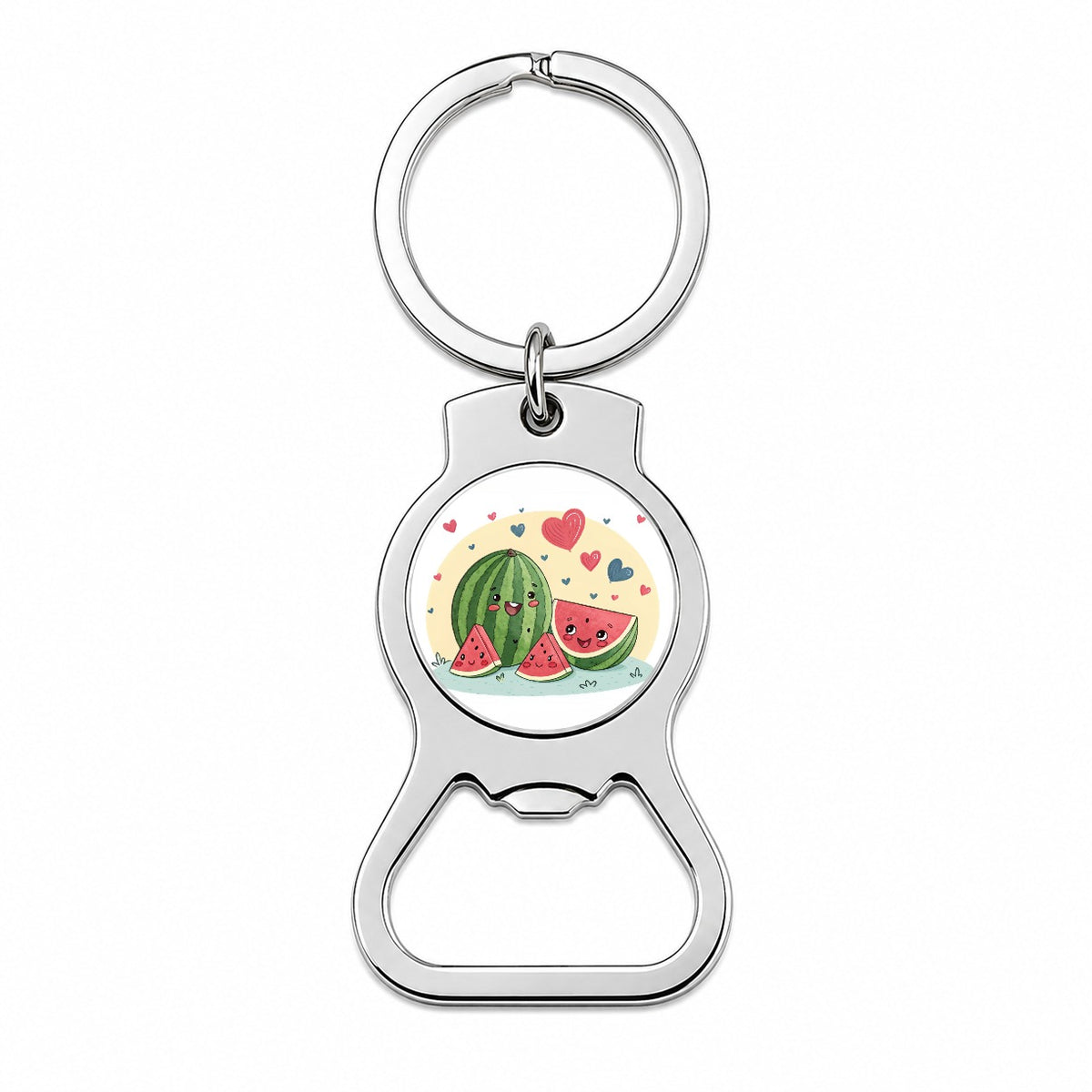 Kawaii Watermelon Hearts Bottle Opener Keychain
