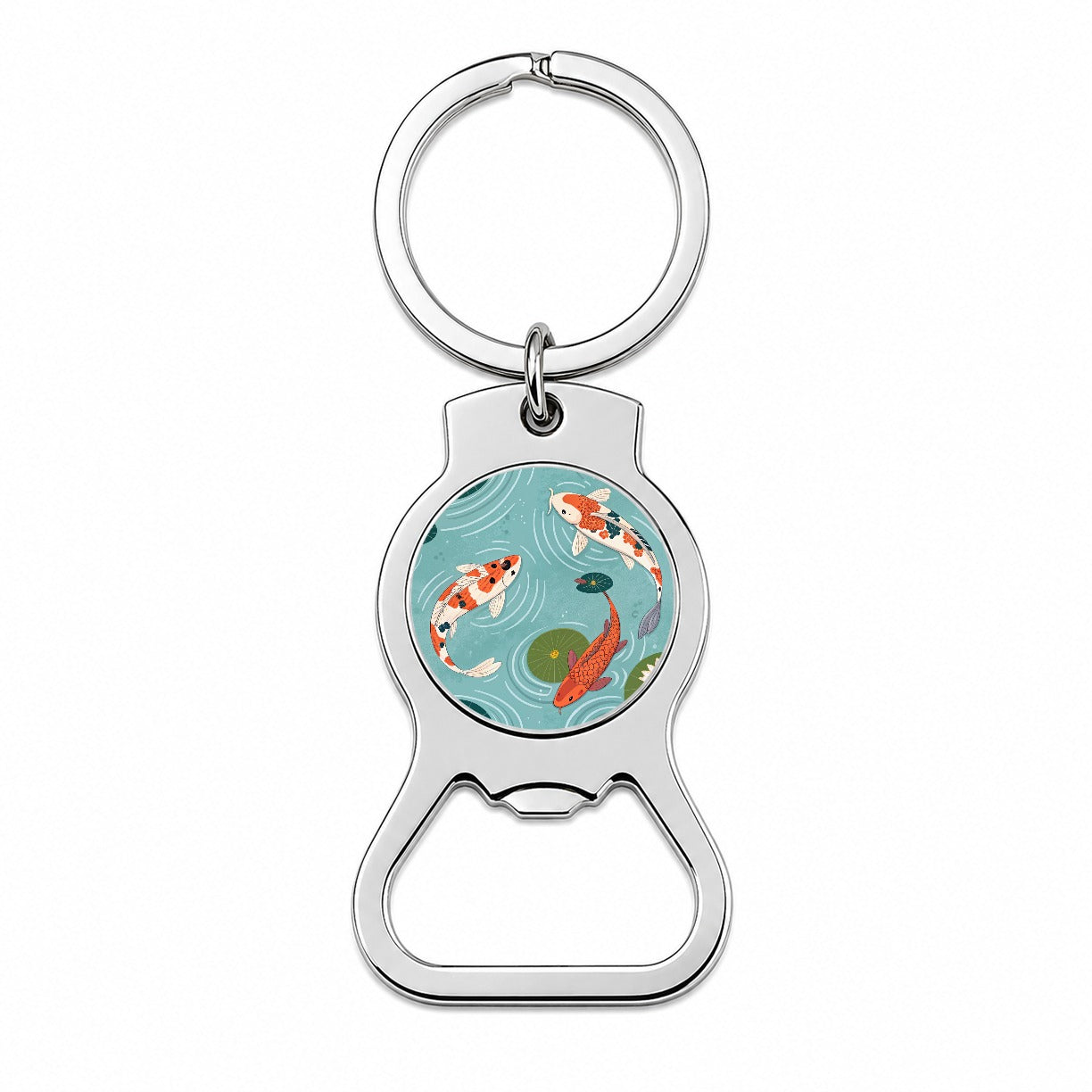 Koi Fish Swimming In Pond Bottle Opener Keychain