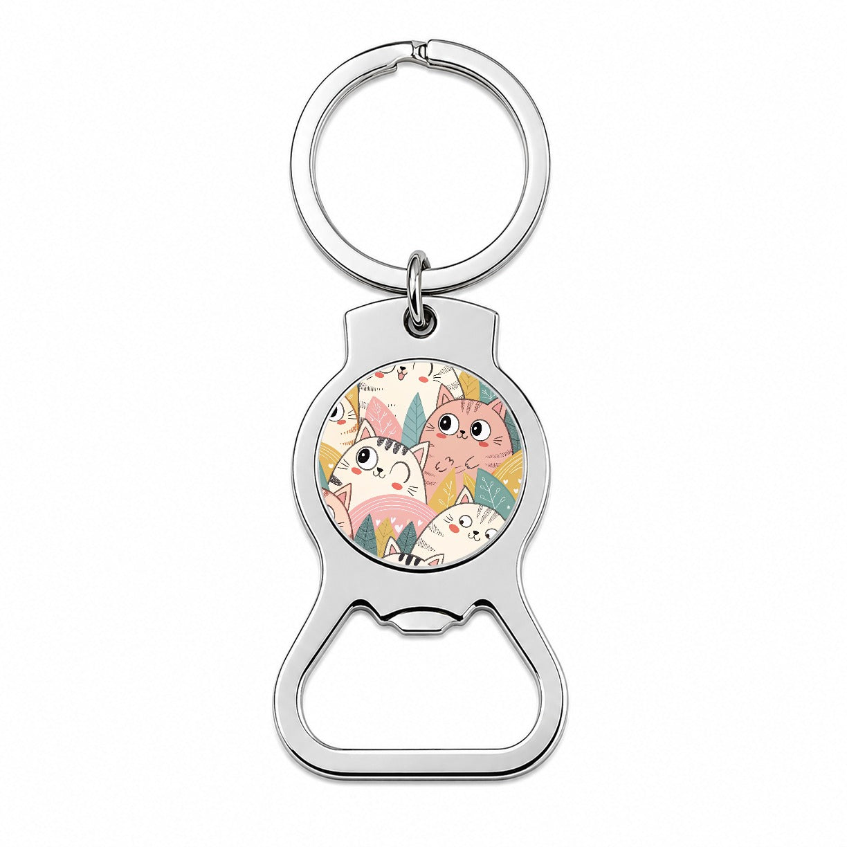 Lots Of Kawaii Adorable Cats Bottle Opener Keychain