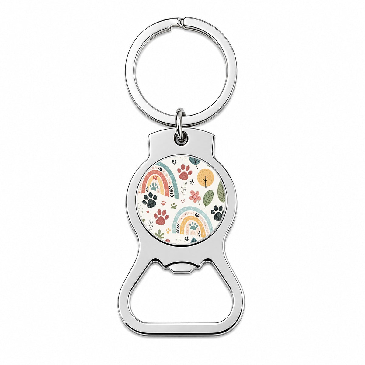 Paw Prints Cute Rainbows Bottle Opener Keychain