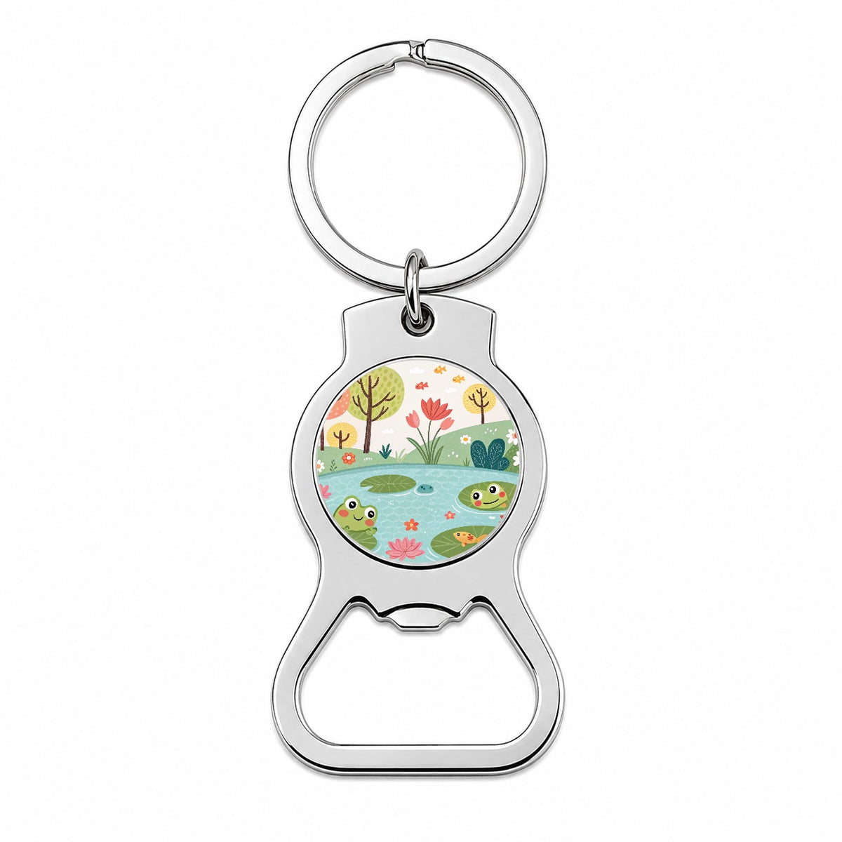 Pond And Frogs Bottle Opener Keychain
