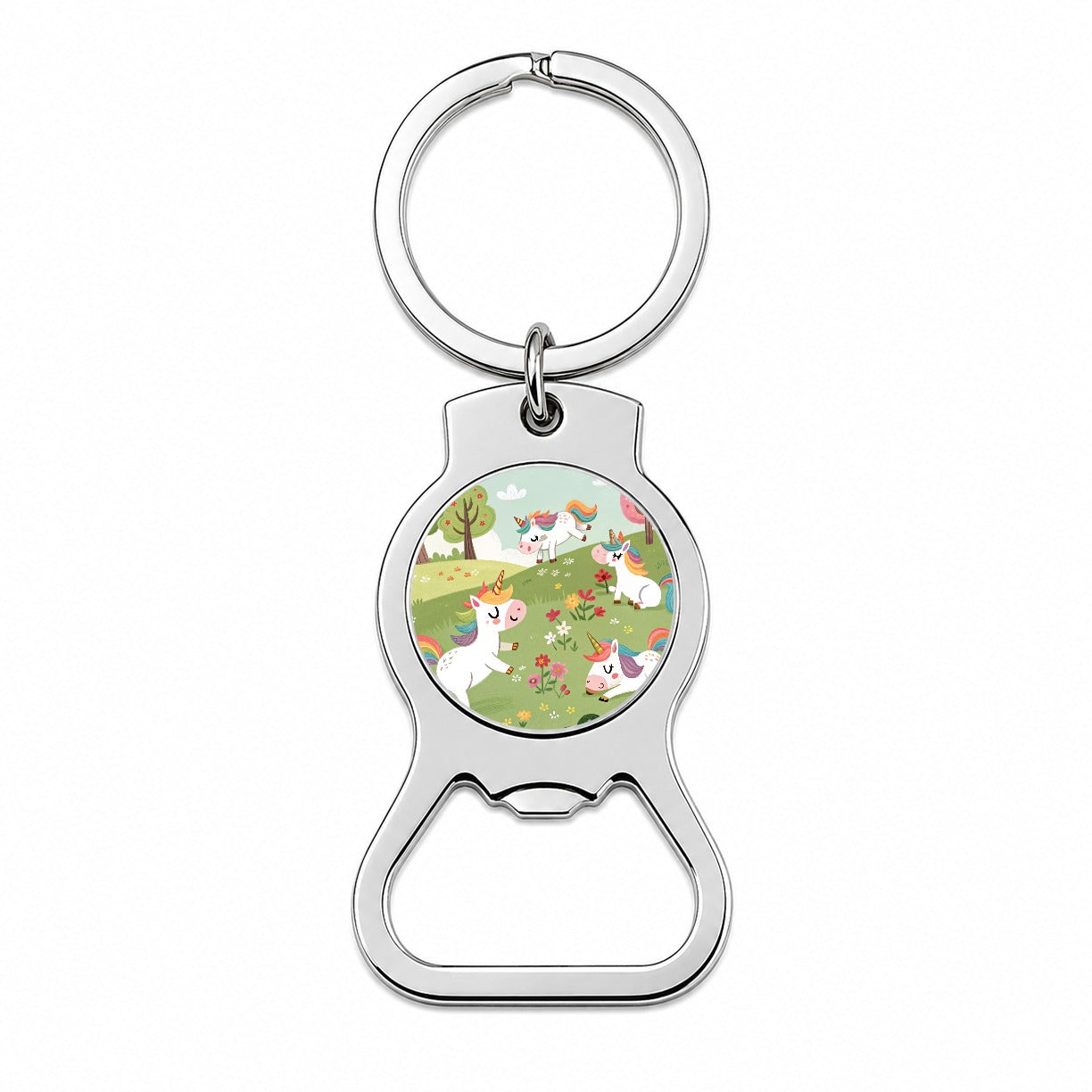 Unicorns Playing Cute Bottle Opener Keychain