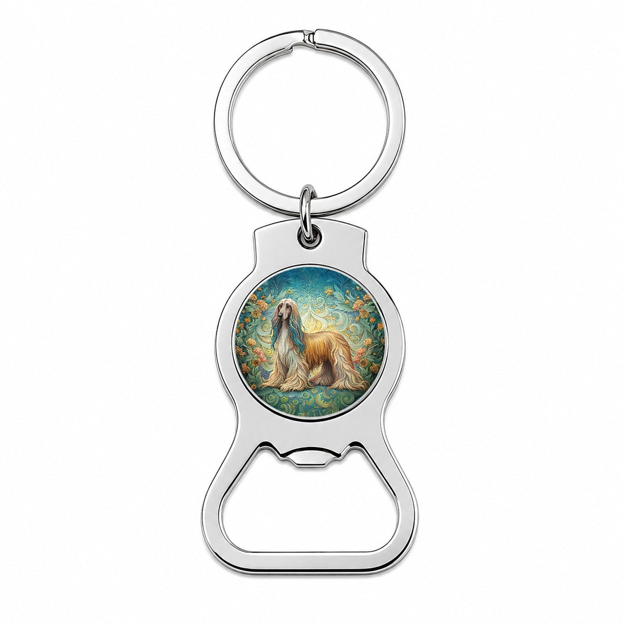 Afghan Hound Dog Art Nouveau Bottle Opener Keychain