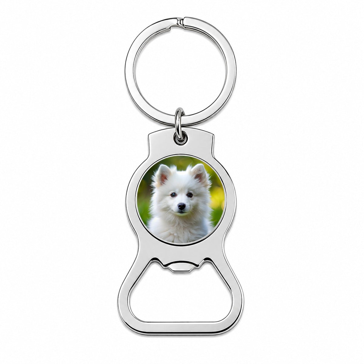 American Eskimo Dog Puppy Photo Bottle Opener Keychain