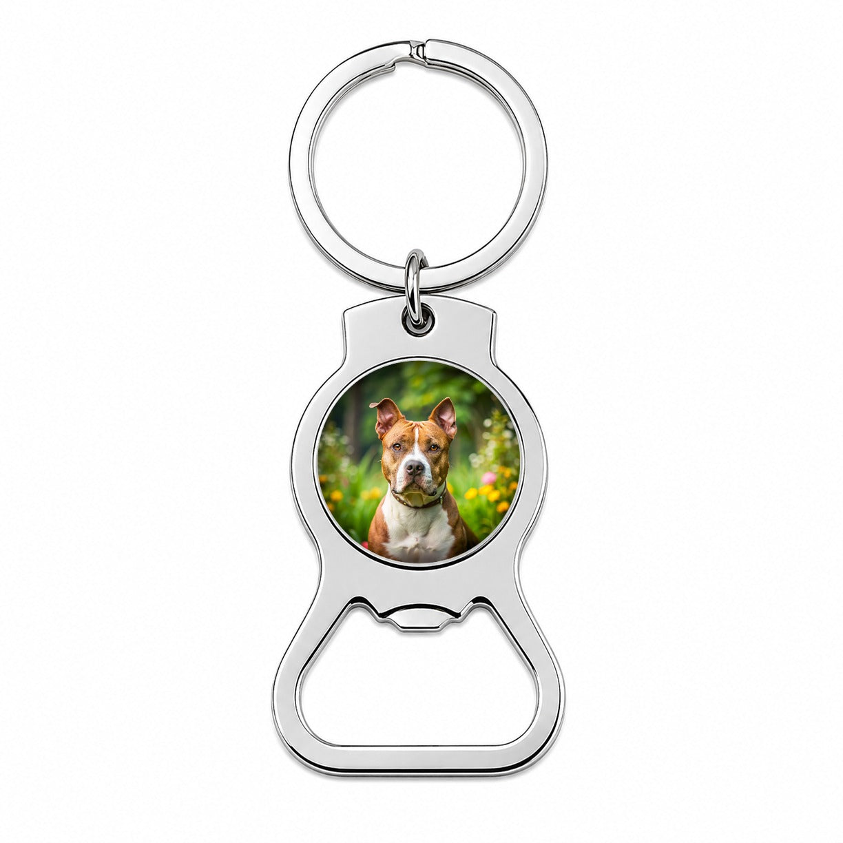 American Staffordshire Terrier Dog Photo Bottle Opener Keychain