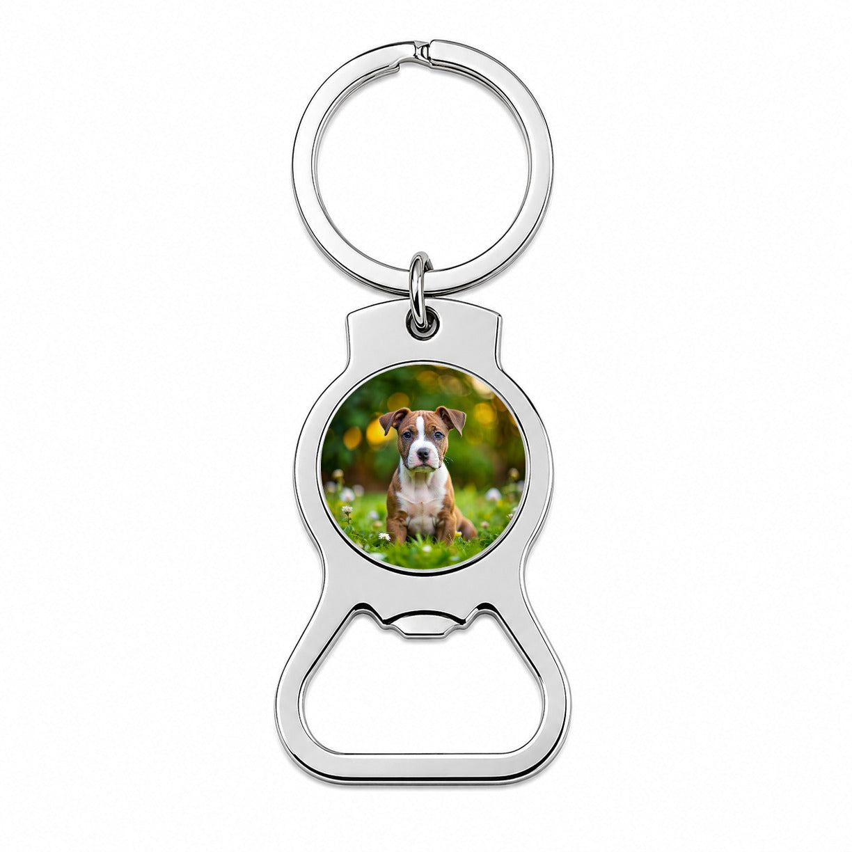 American Staffordshire Terrier Dog Puppy Photo Bottle Opener Keychain