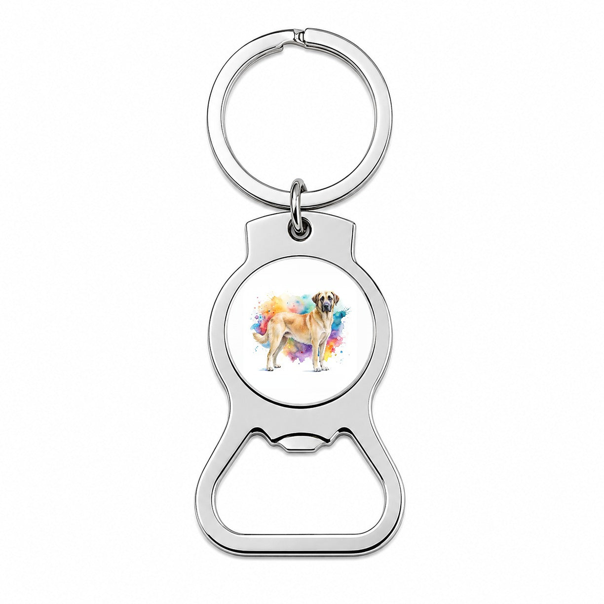 Anatolian Shepherd Dog Watercolor Style Bottle Opener Keychain