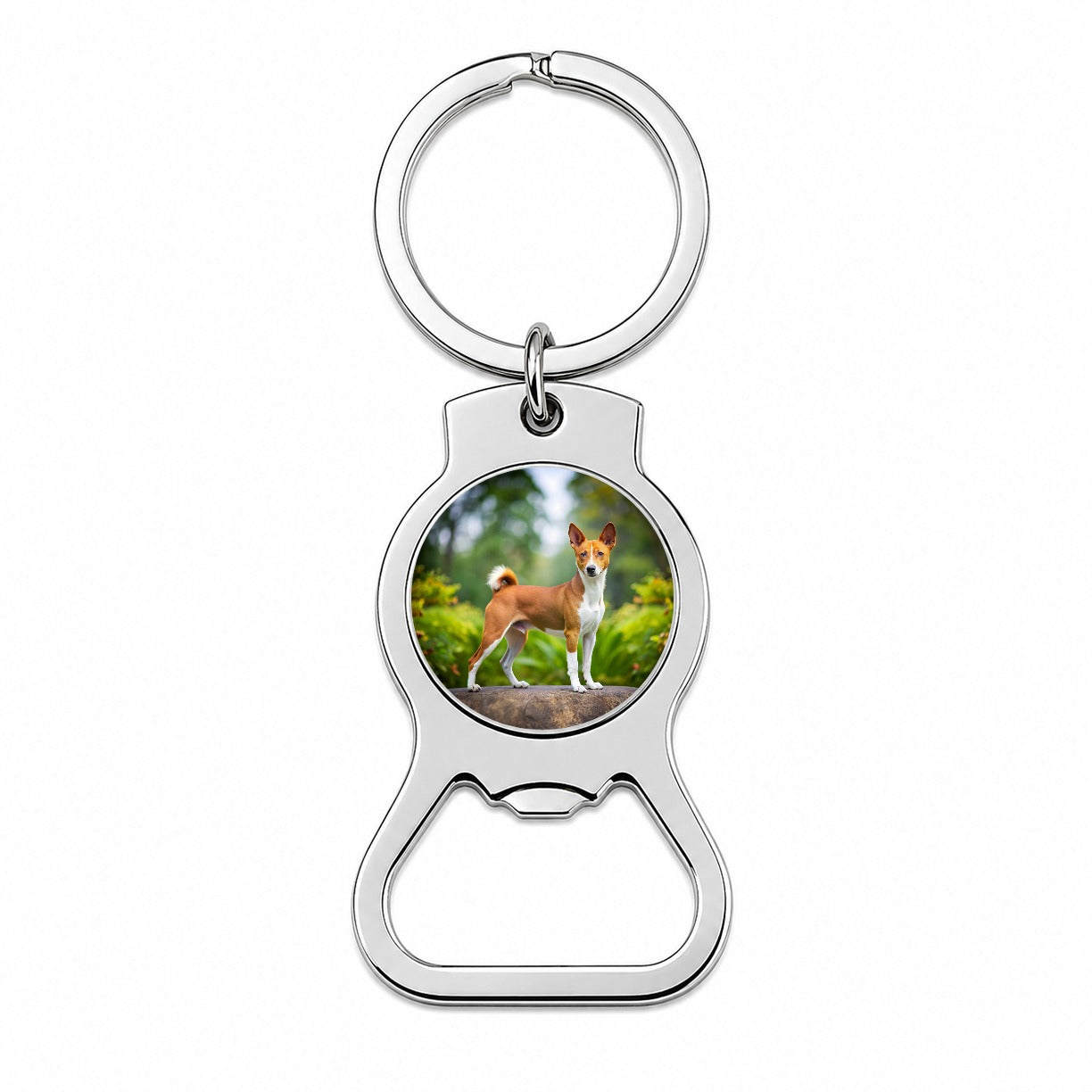 Basenji Dog Photo Bottle Opener Keychain