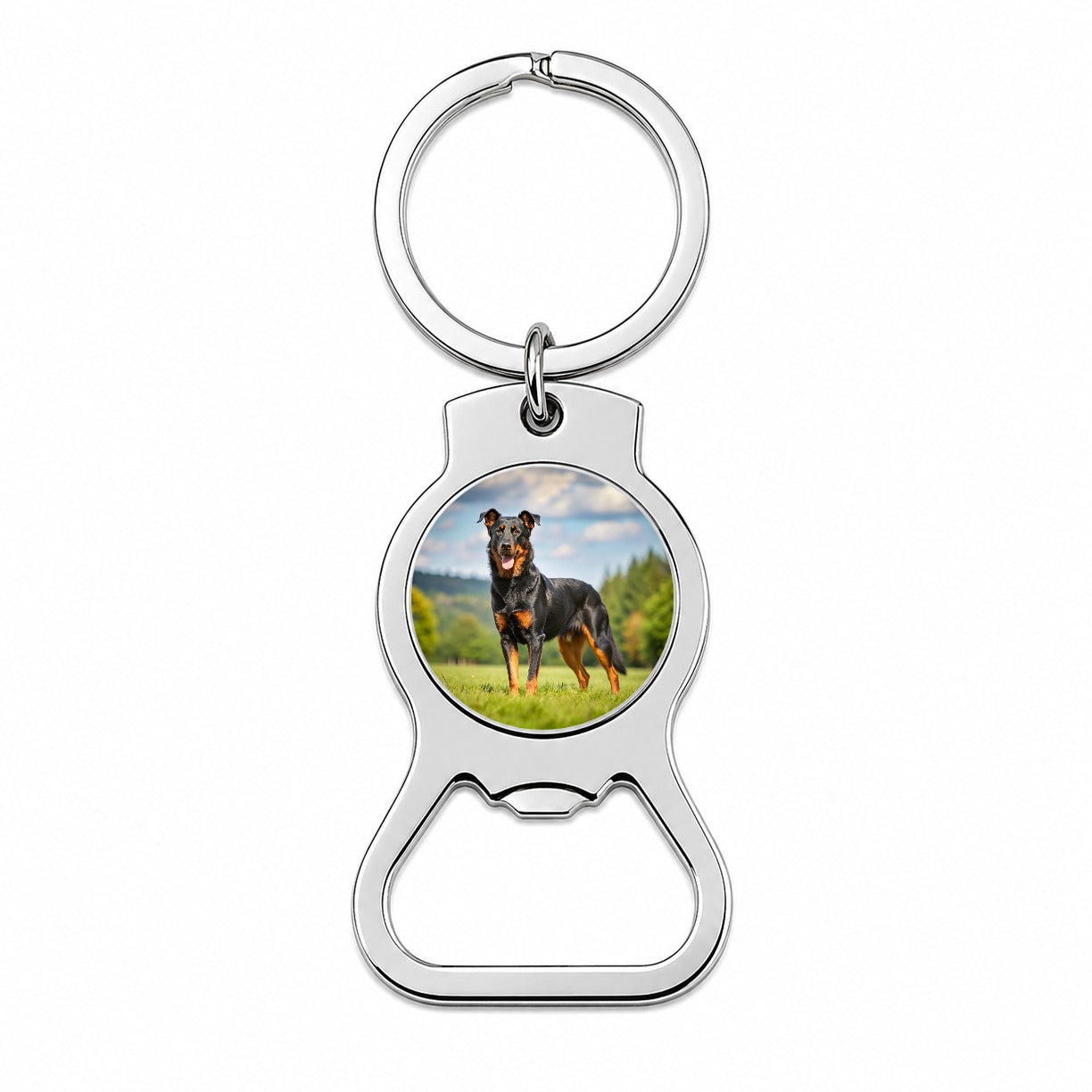 Beauceron Dog Photo Bottle Opener Keychain