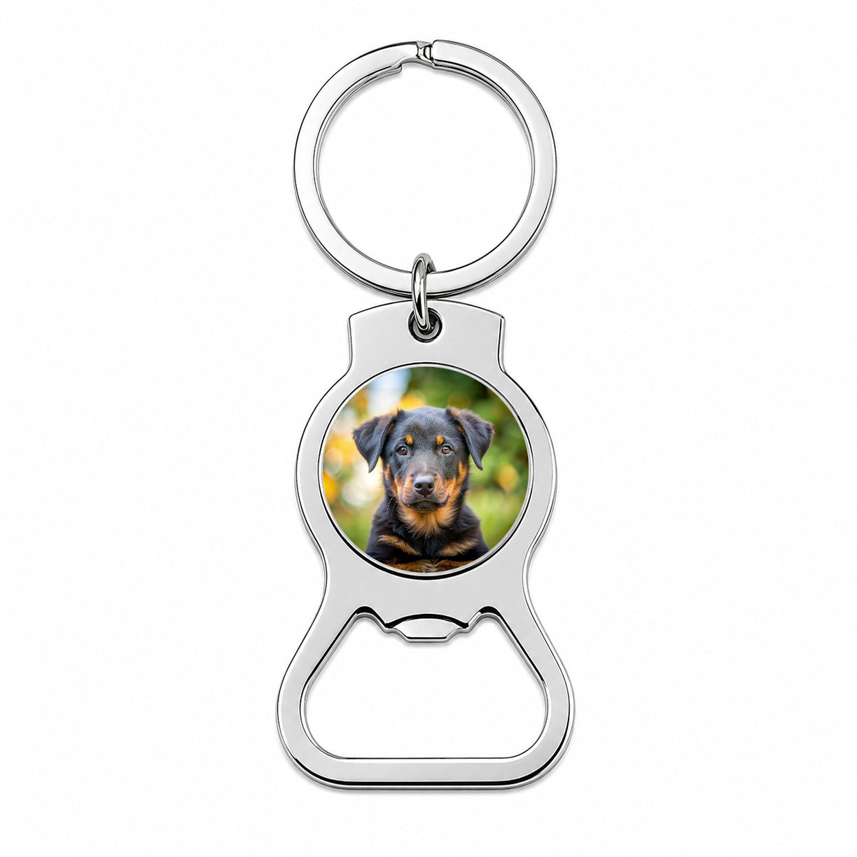 Beauceron Dog Puppy Photo Bottle Opener Keychain