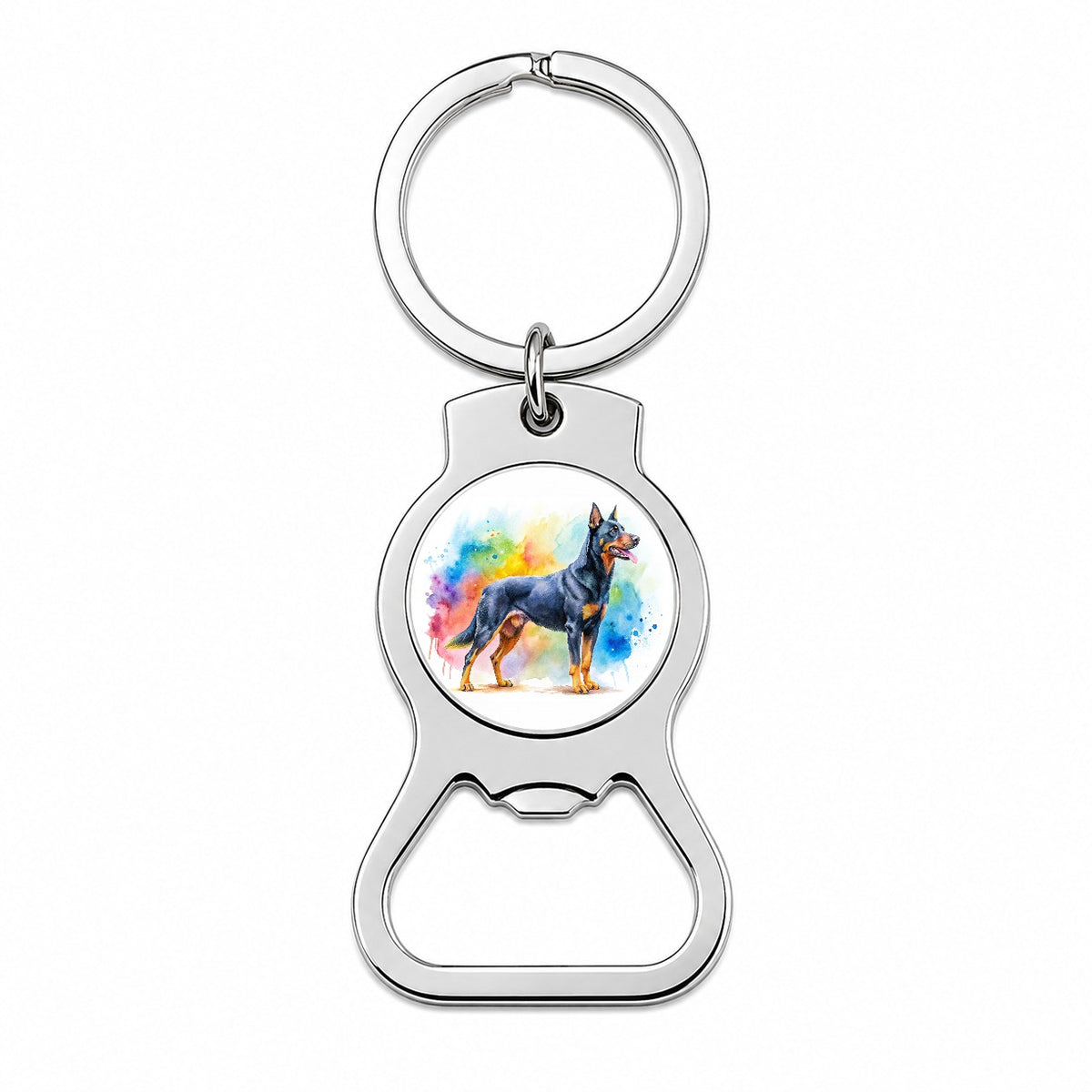 Beauceron Dog Watercolor Style Bottle Opener Keychain