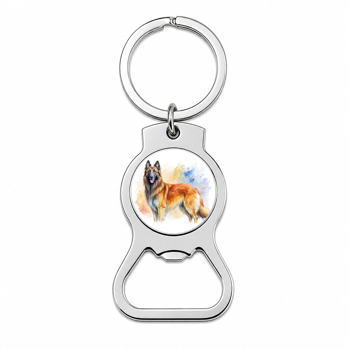 Belgian Tervuren Dog Watercolor Style Bottle Opener Keychain